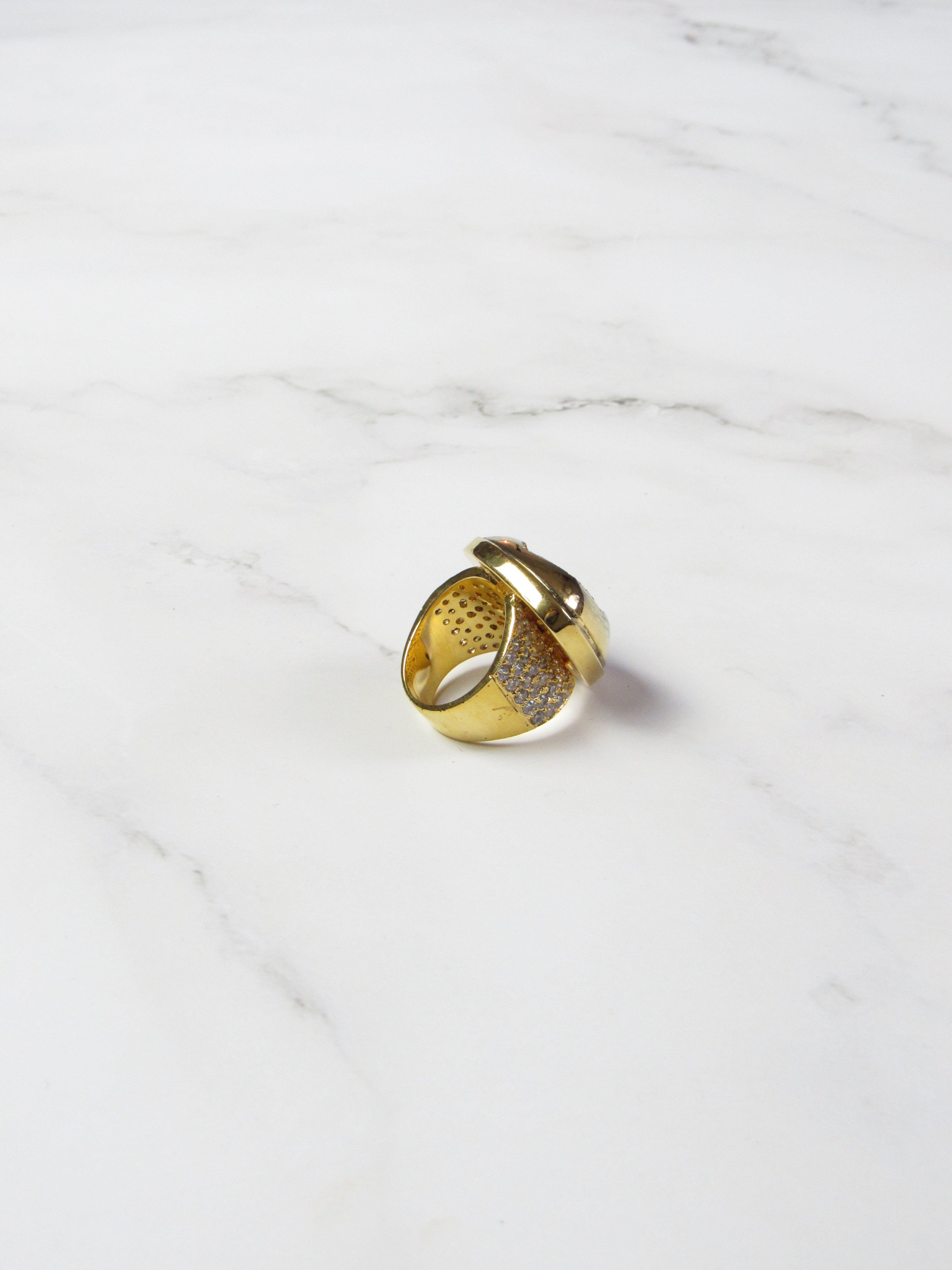 Natural Calcite Gold Statement Ring