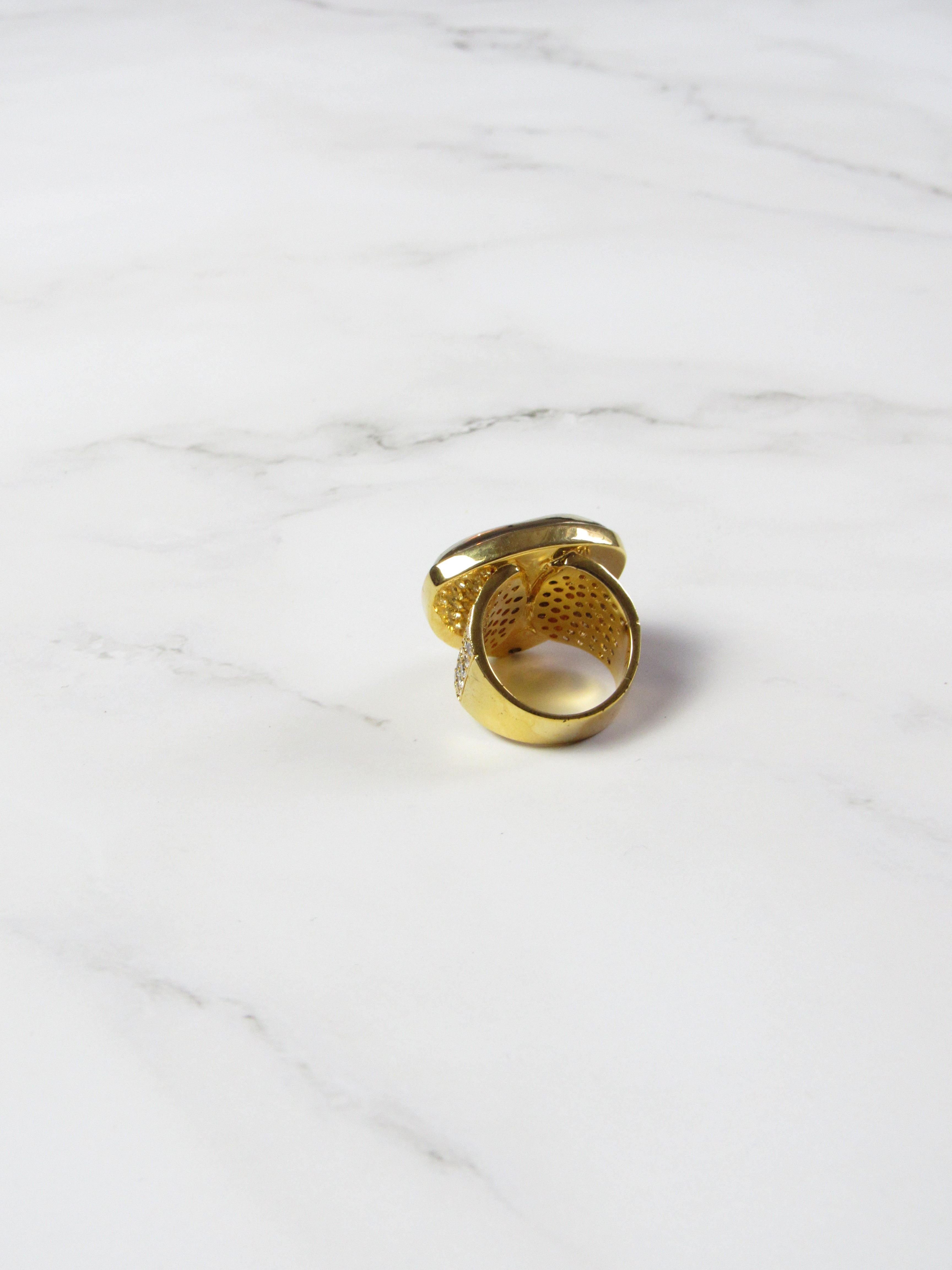 Natural Calcite Gold Statement Ring