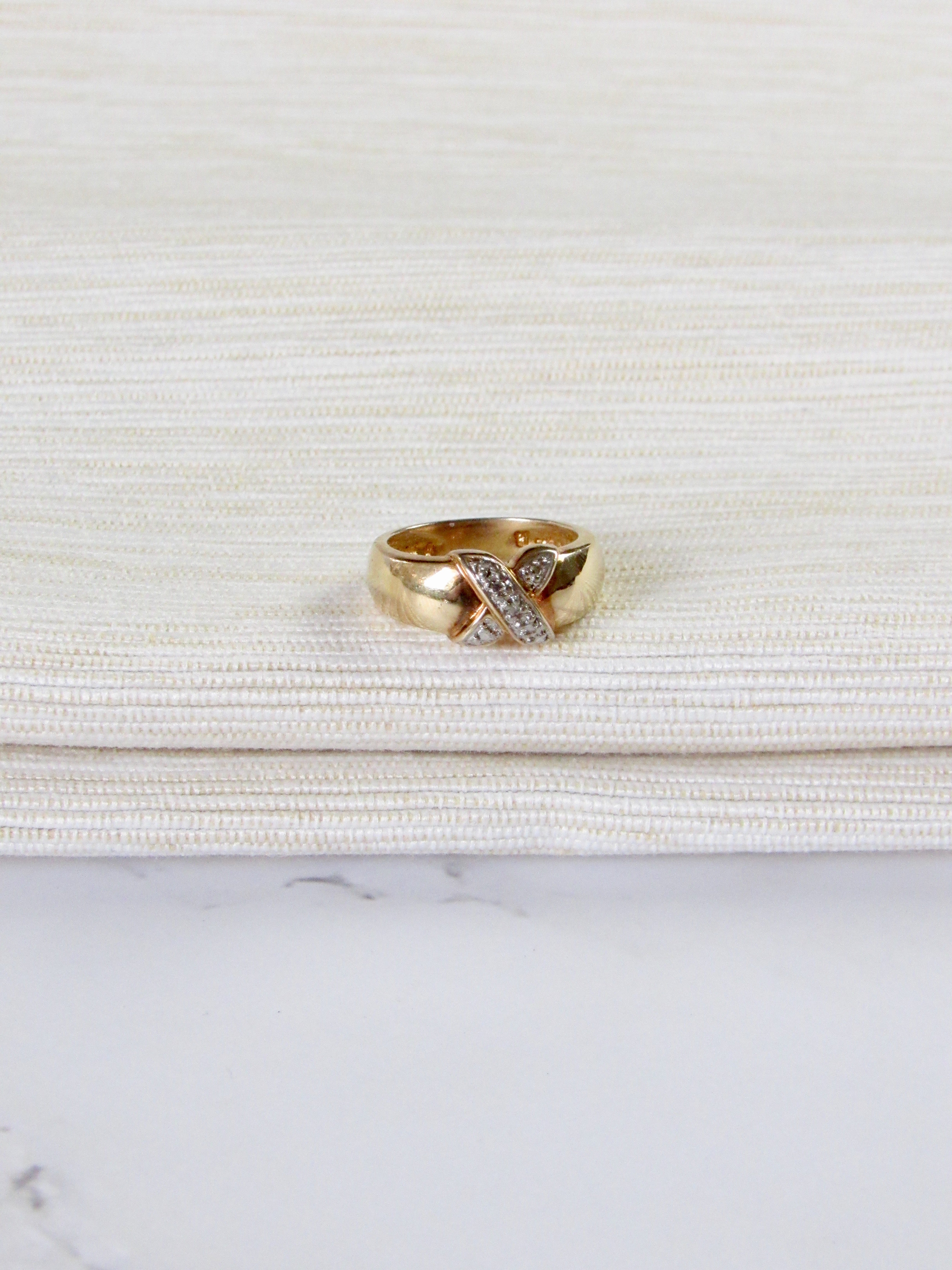 Cross Crystal Gold Statement Ring