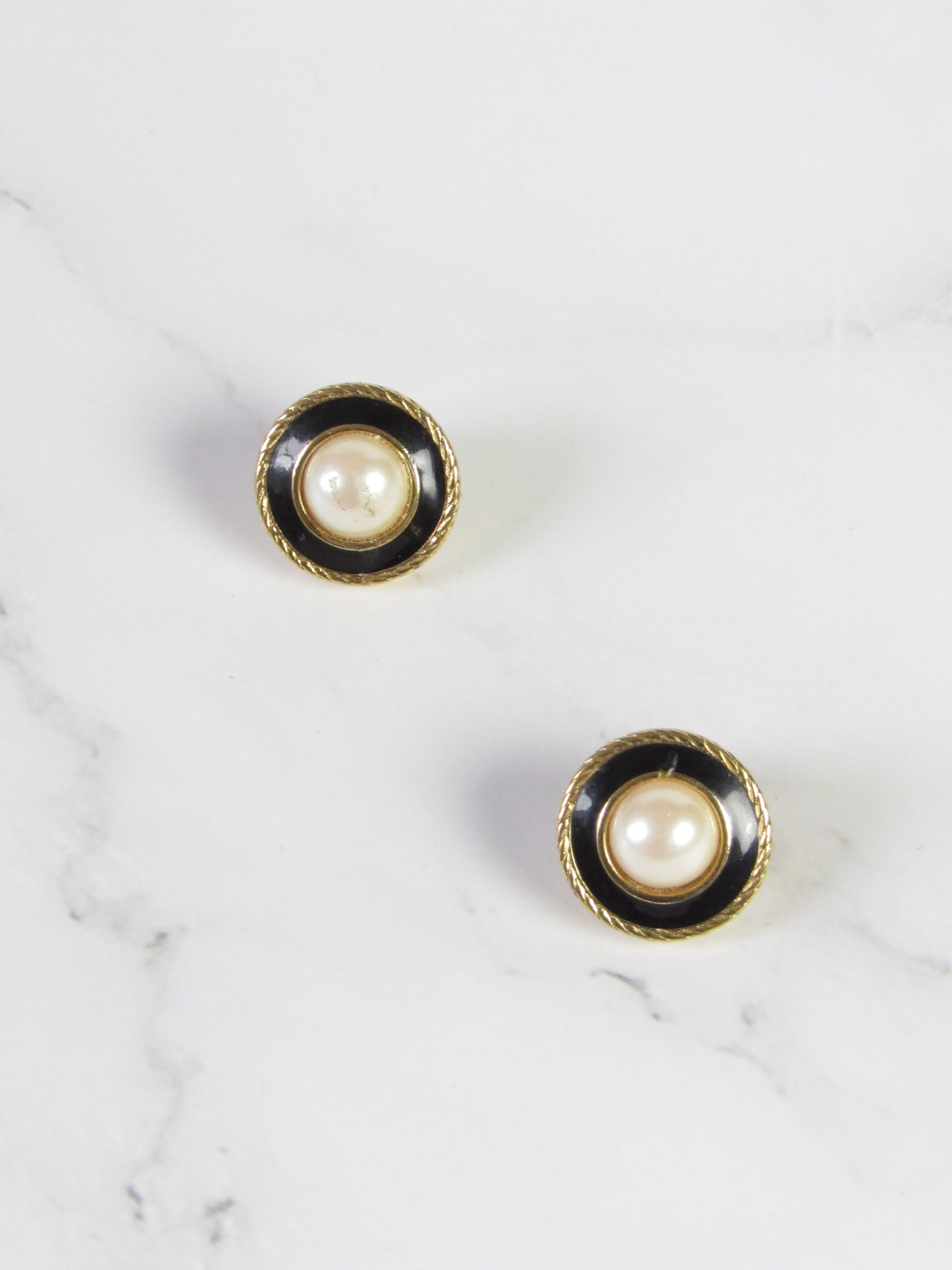 Vintage Pearl Gold Statement Earrings