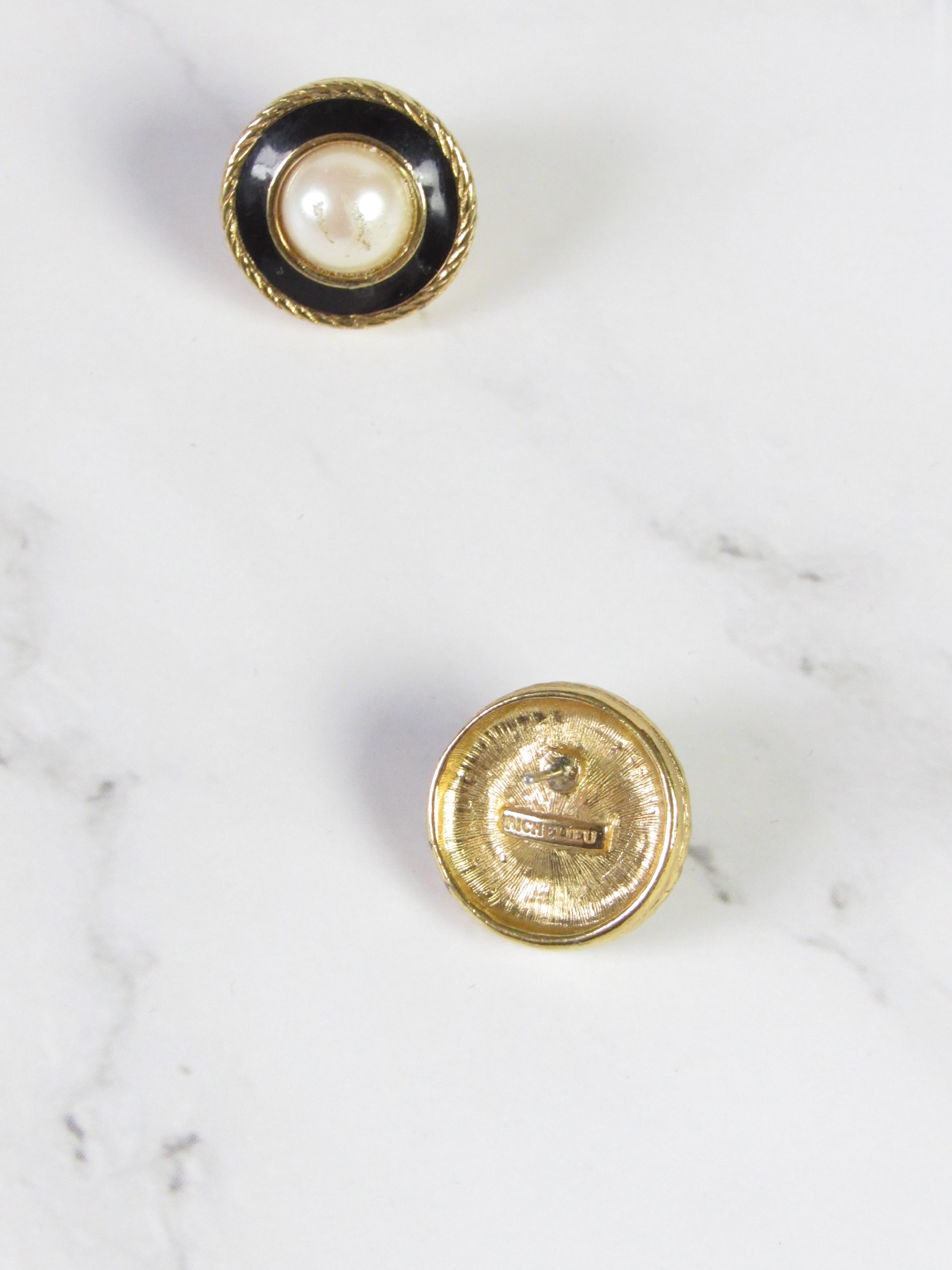 Vintage Pearl Gold Statement Earrings