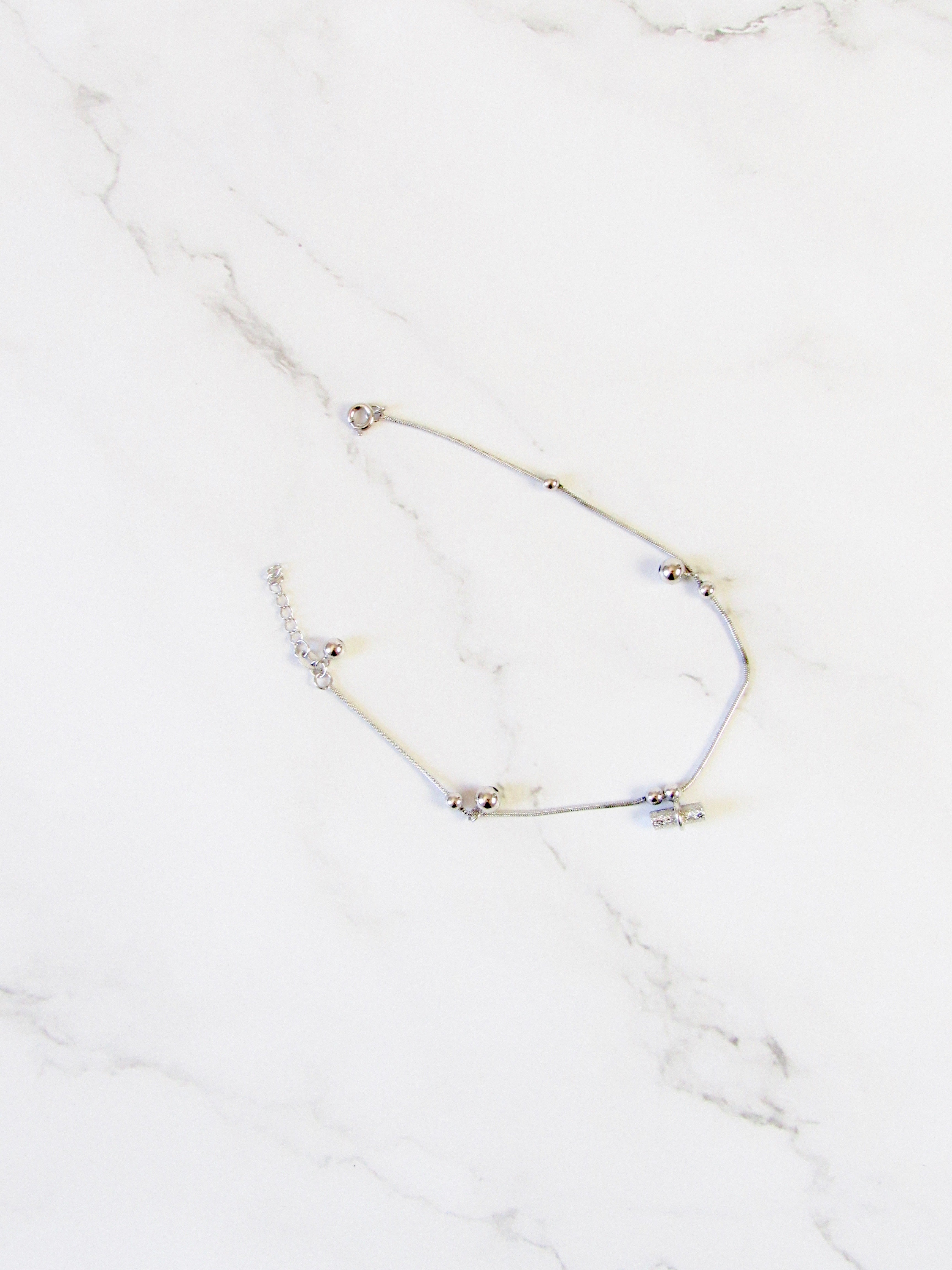 Dainty Silver Charm Anklet