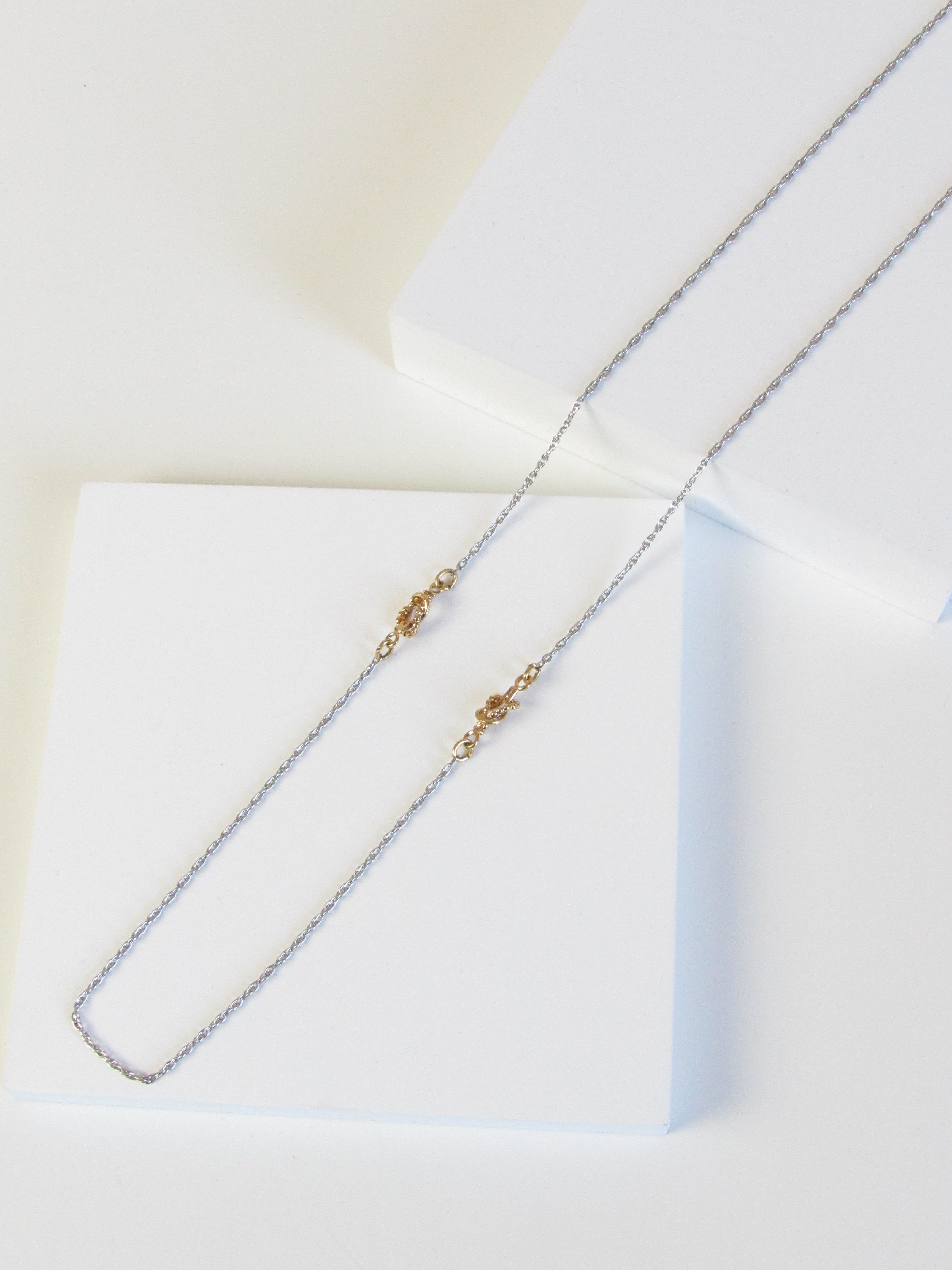 Gold Love Knots Silver Long Necklace
