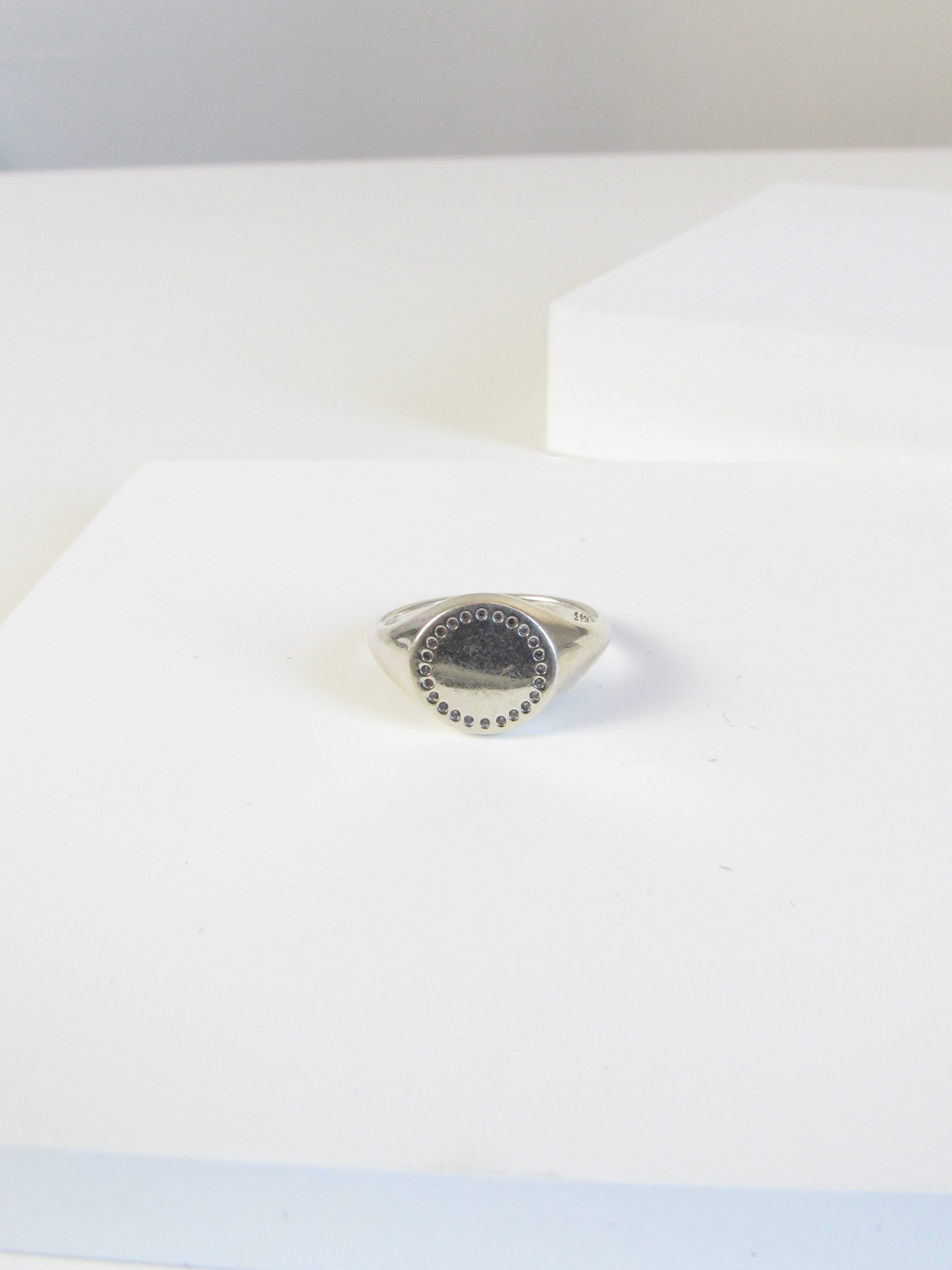Sterling Silver Round Disc Signet Ring