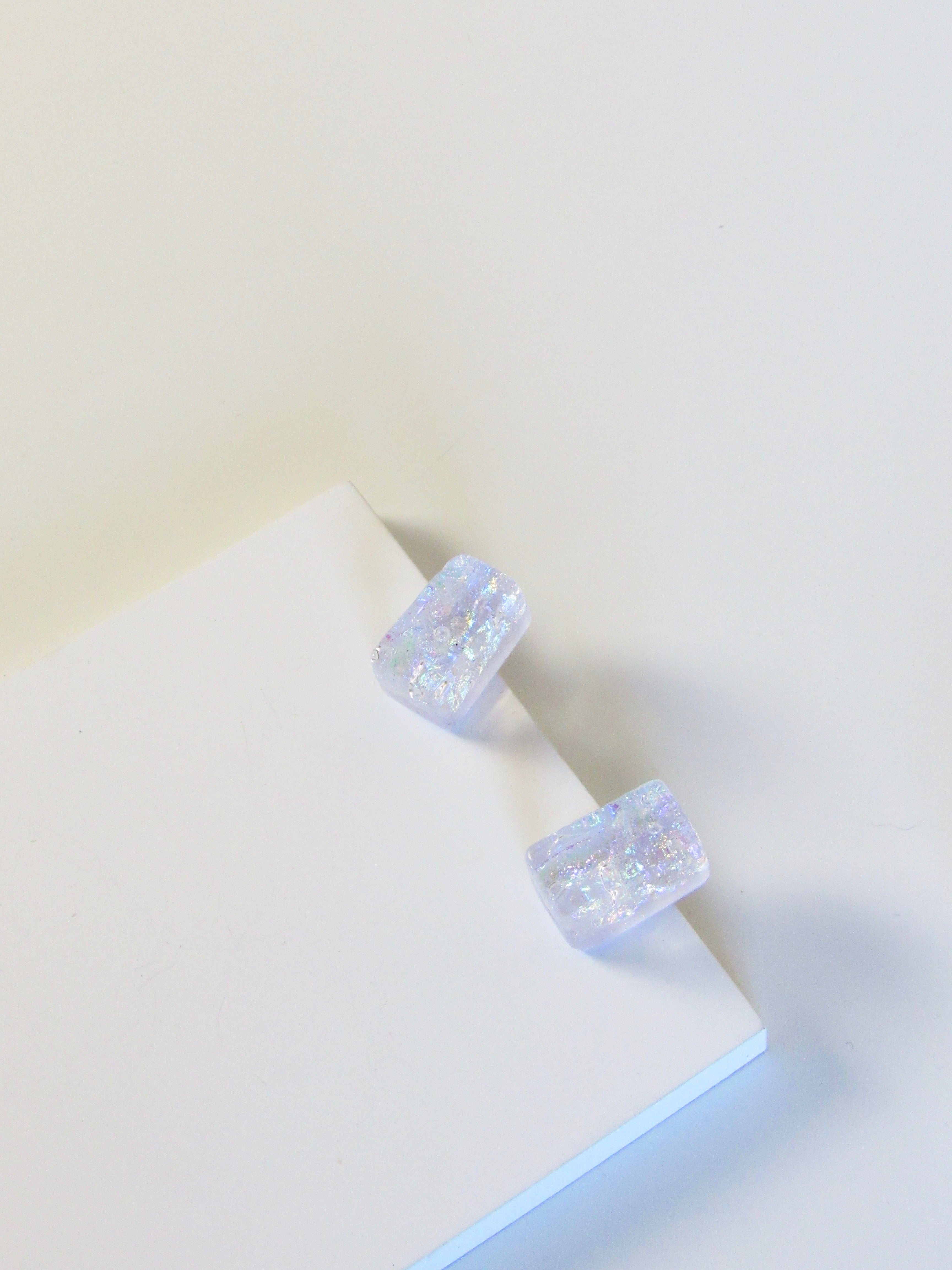 Transparent Shimmer Lucite Gumdrop Earrings