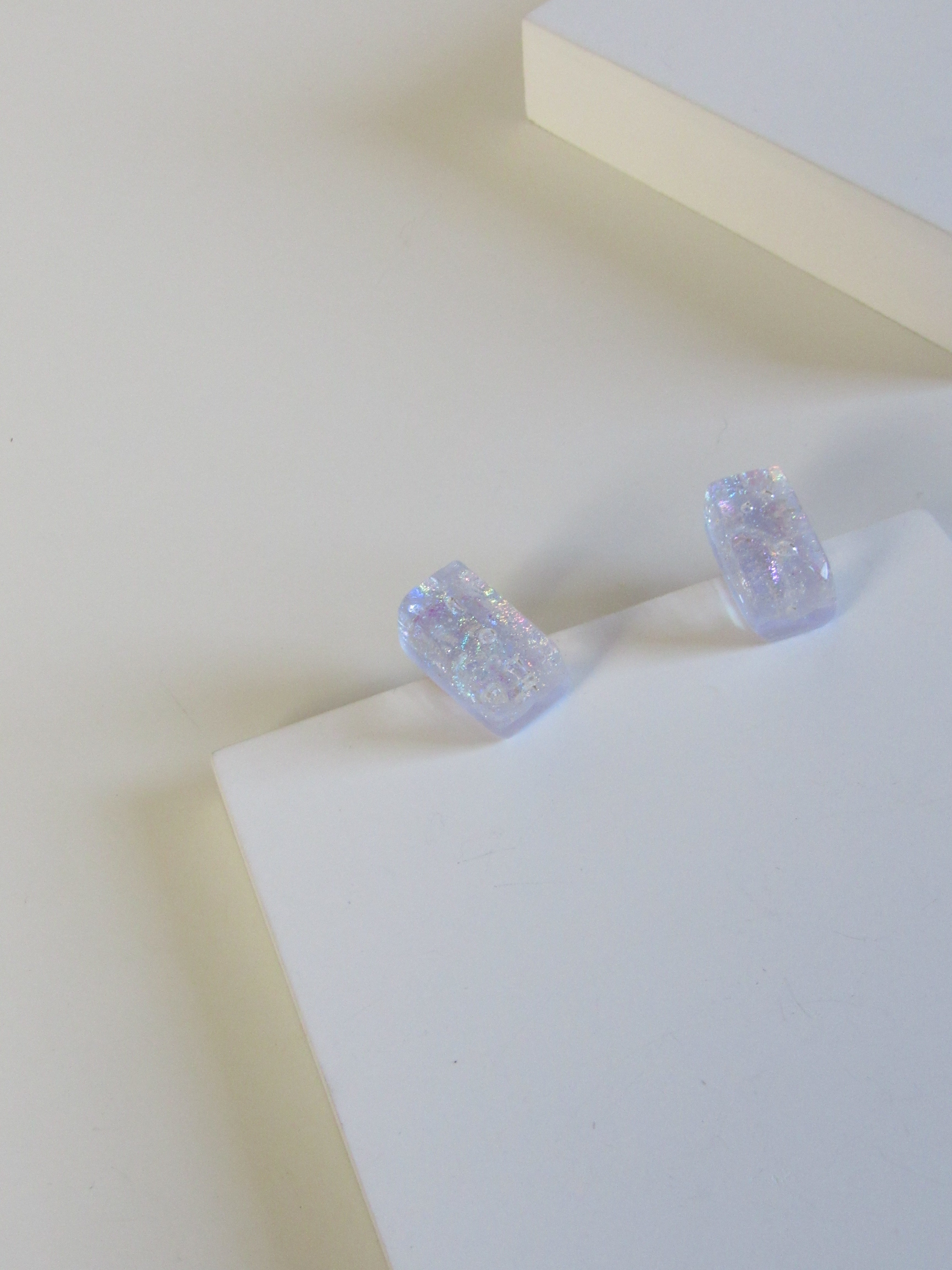 Transparent Shimmer Lucite Gumdrop Earrings