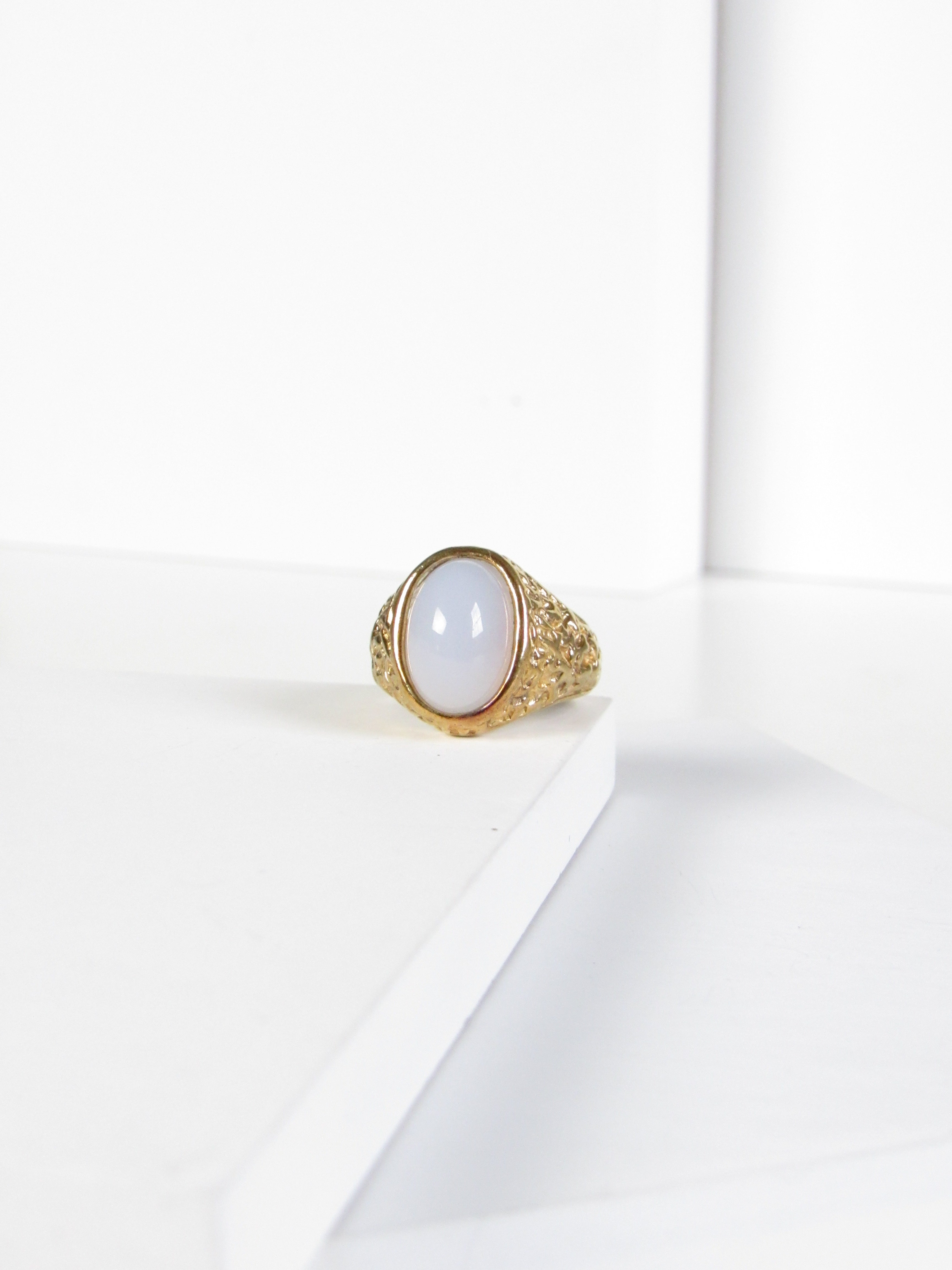 Oval Cabochon Moonstone Gold Vermeil Statement Ring