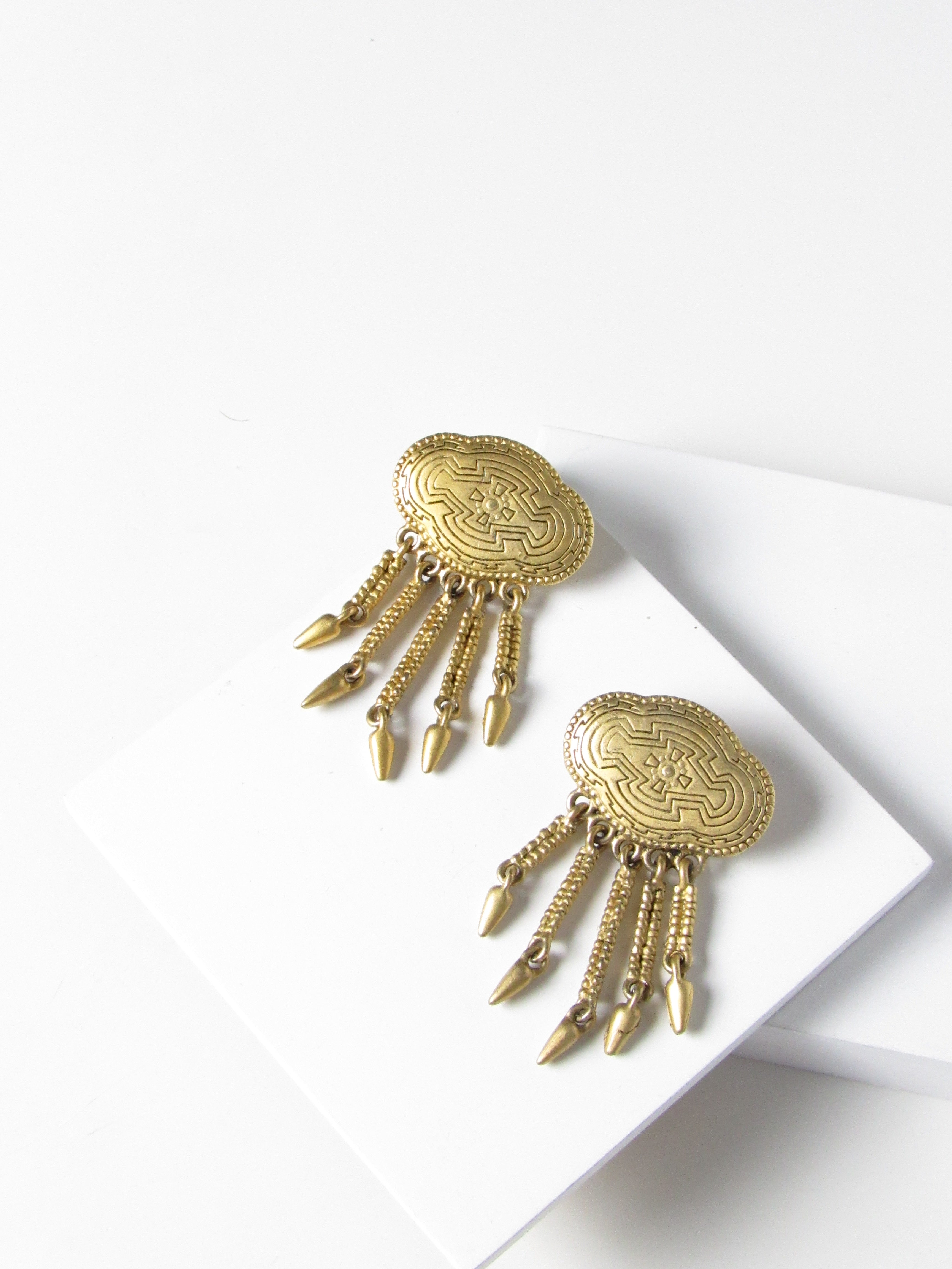 Vintage Chandelier Gold Statement Earrings