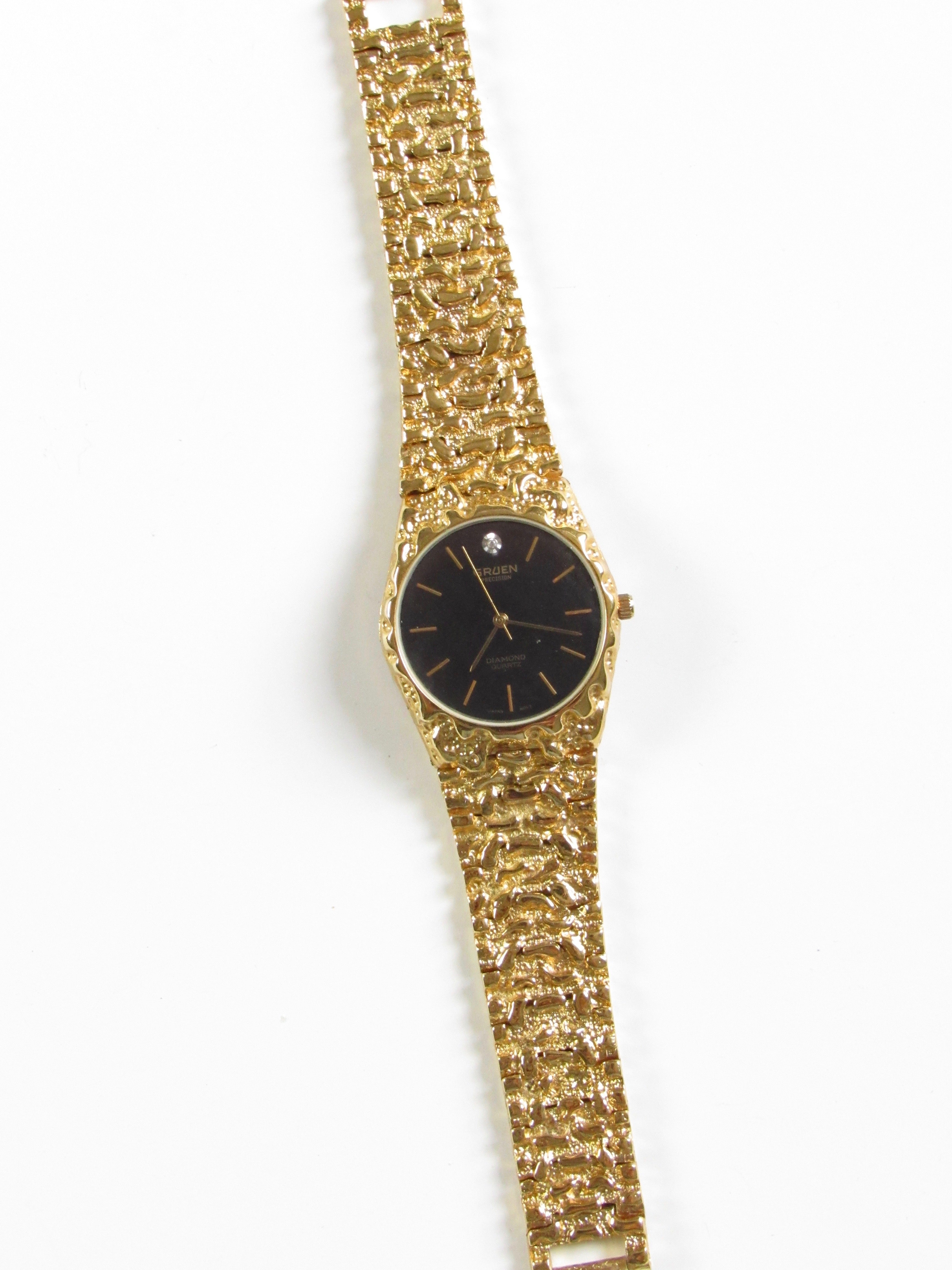Vintage Black Dial Ladies Watch in Gold
