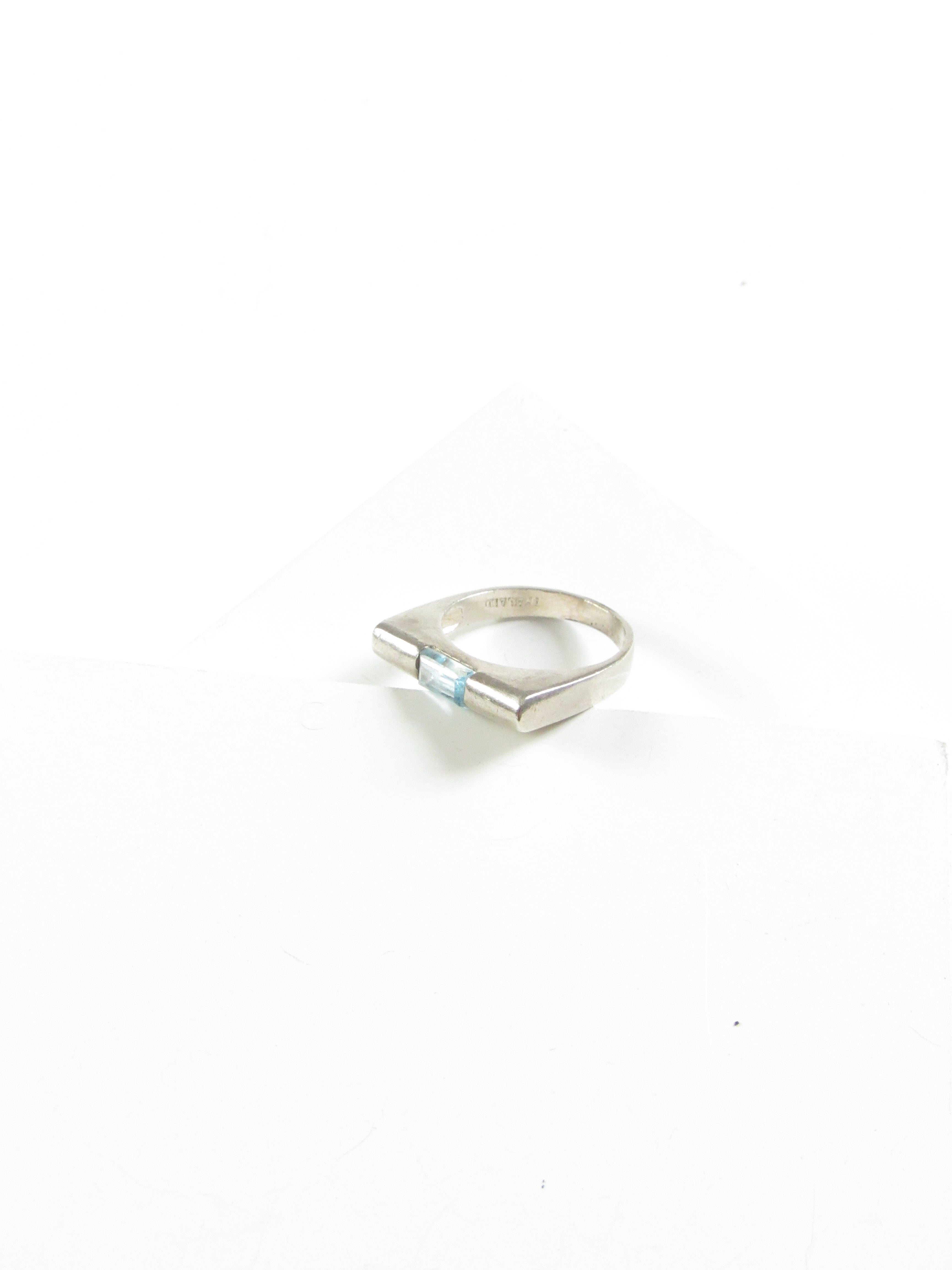 Blue Baguette Topaz Silver Ring