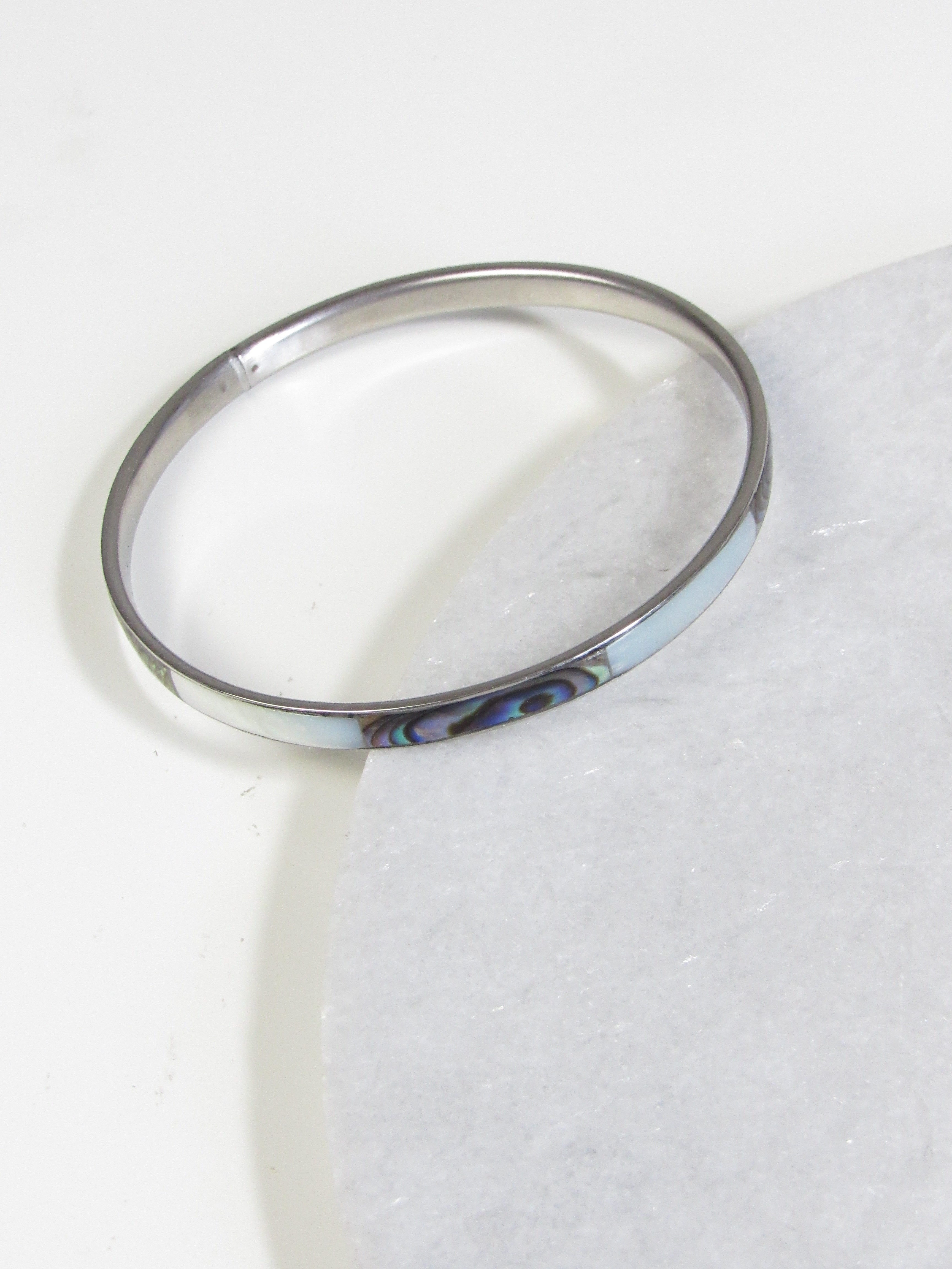 Mother Of Pearl 925 Sterling Silver Bangle