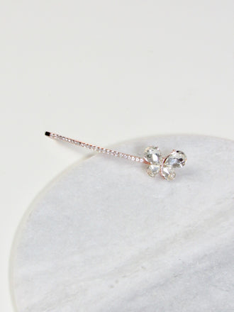 Butterfly Crystal 14k Rose Gold Plated Bobby Pin