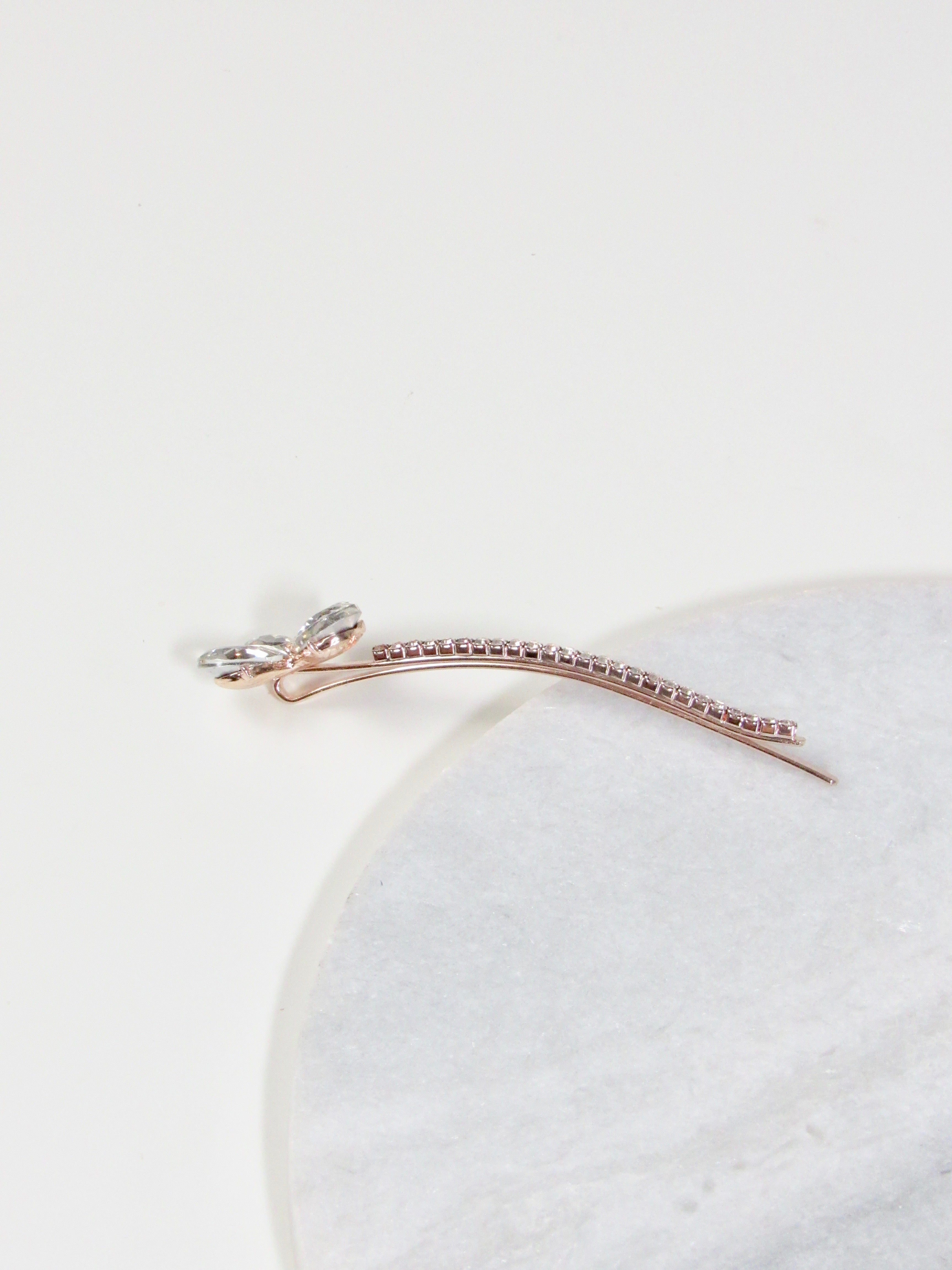 Butterfly Crystal 14k Rose Gold Plated Bobby Pin