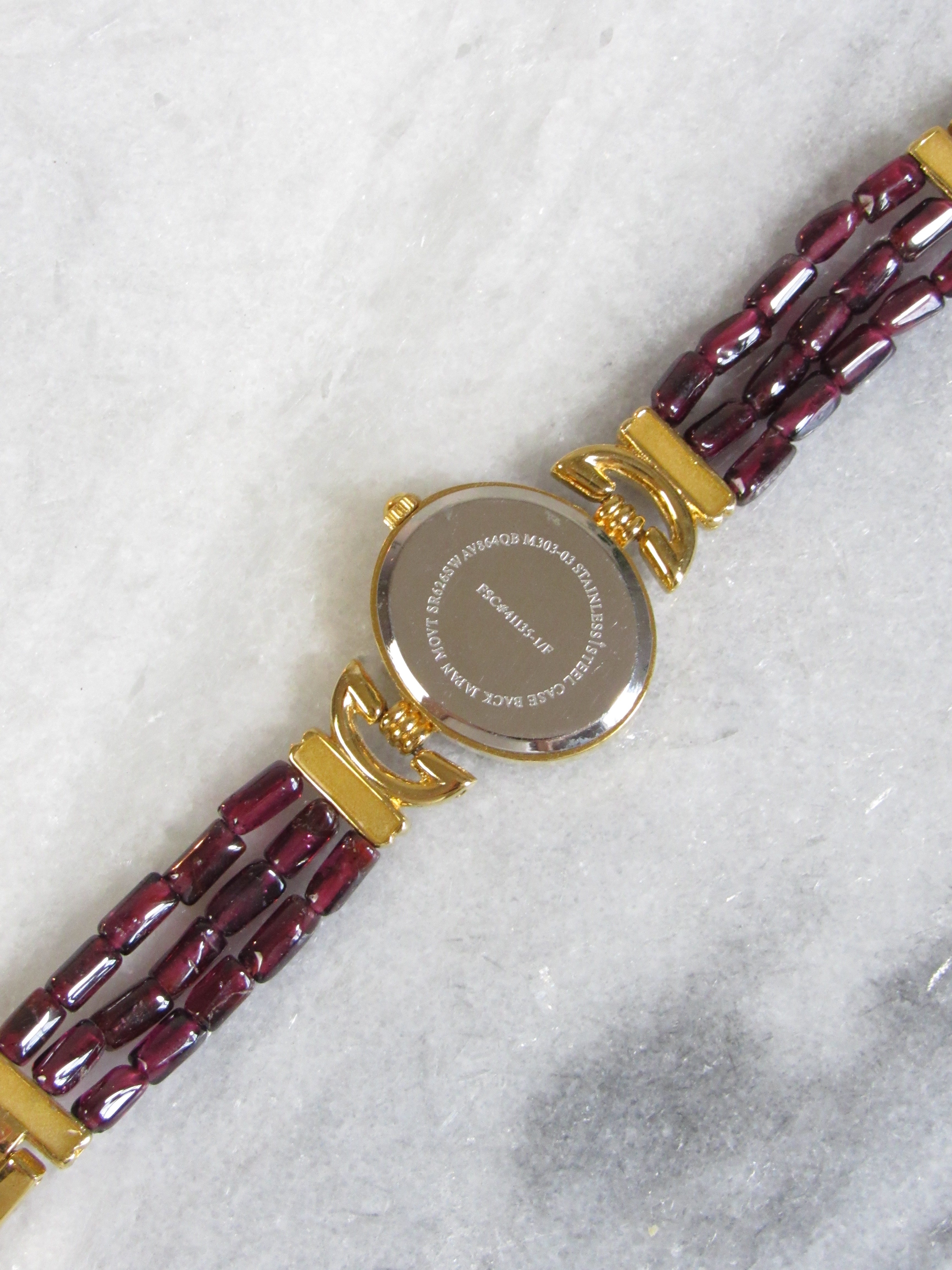 Vintage Agate Chain Gold Ladies Watch