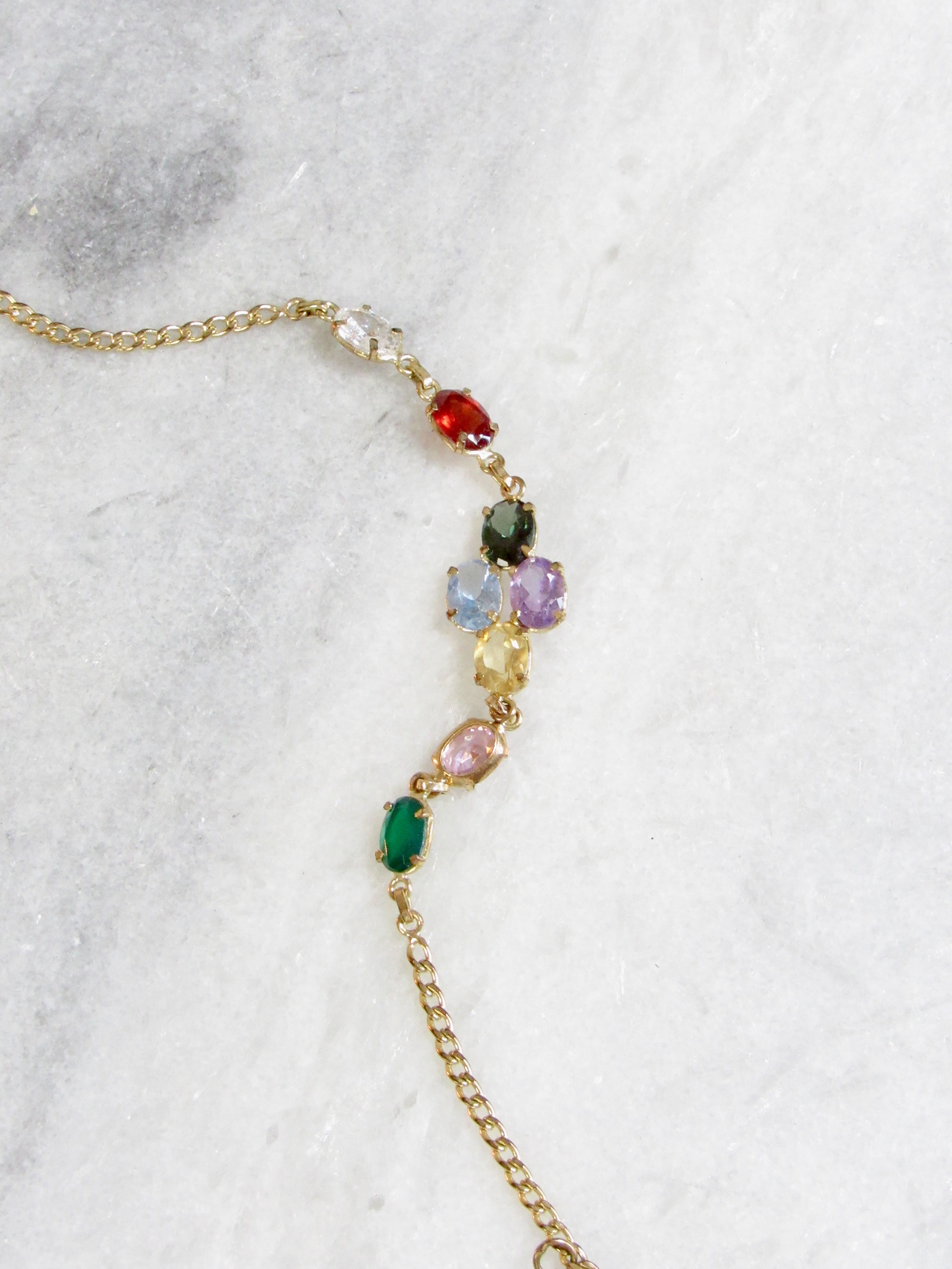 Vintage 14k Gold Vermeil Bracelet with Multicolor Crystals