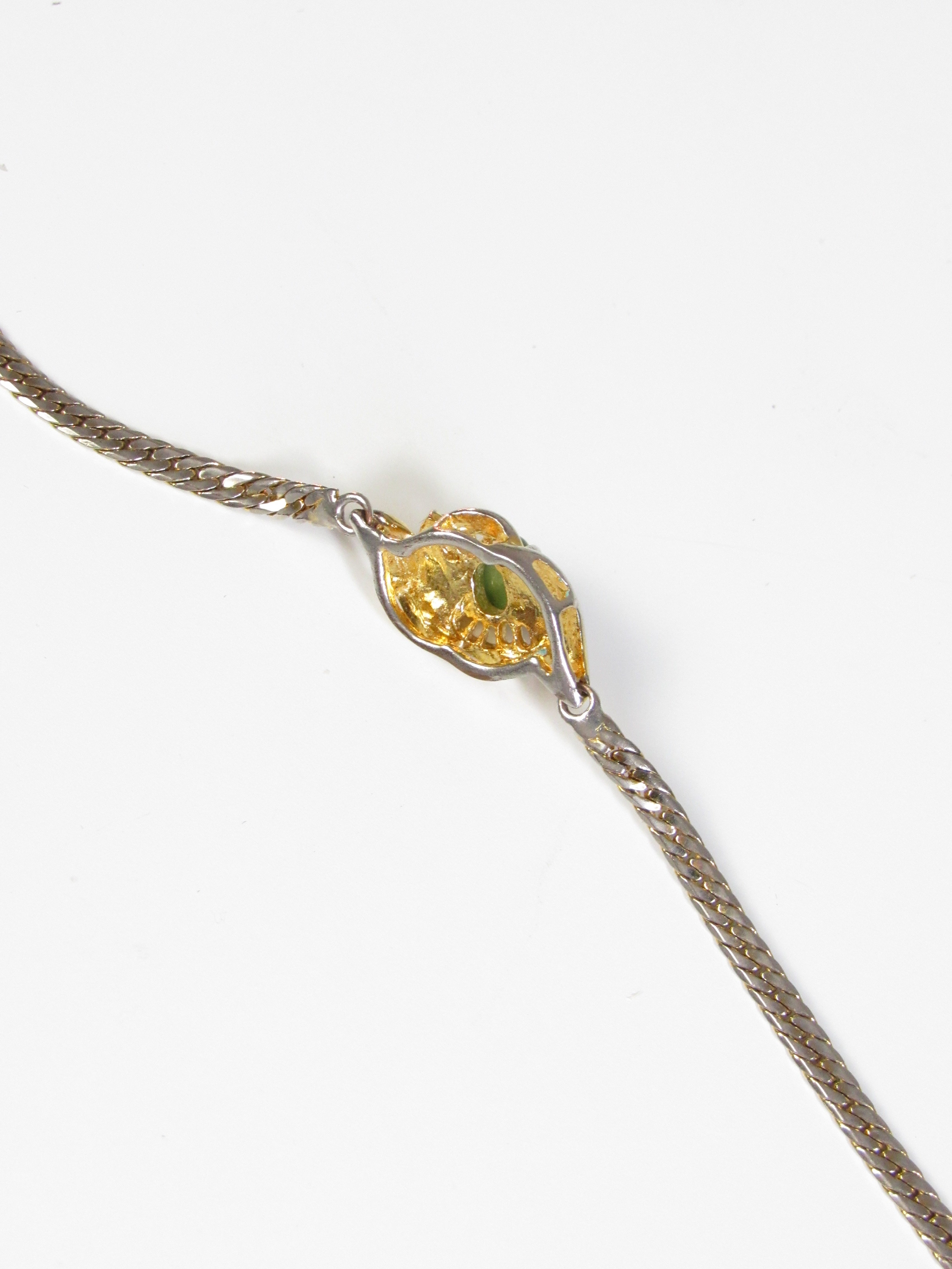 Vintage Gold Plated Bracelet with Green Jade