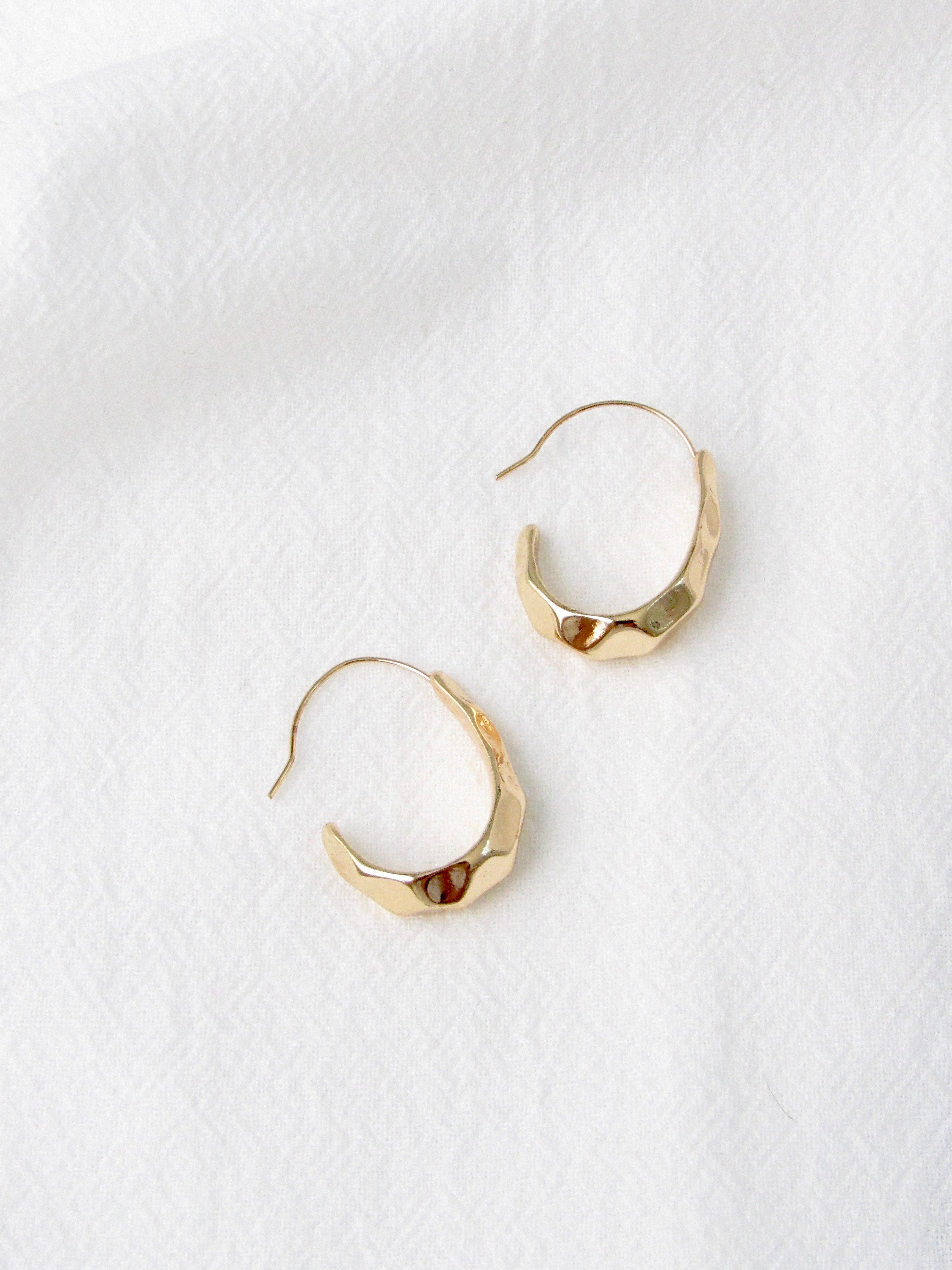 Texture Gold Dome Hoop Earrings