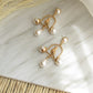 Bird House Gold Drop Earrings with Pearls