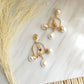 Bird House Gold Drop Earrings with Pearls
