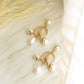 Bird House Gold Drop Earrings with Pearls