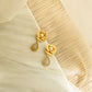 Desert Rose Teardrop Gemstone Pearl Gold Earrings