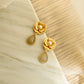 Desert Rose Teardrop Gemstone Pearl Gold Earrings