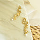 Floral Bunch Pearl Drop Earrings in Gold