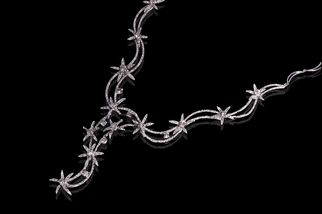 Art Nouveau Champagne Diamonds Nacklace