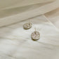 Floral Pearl Oval Black Enamel Earrings in Silver