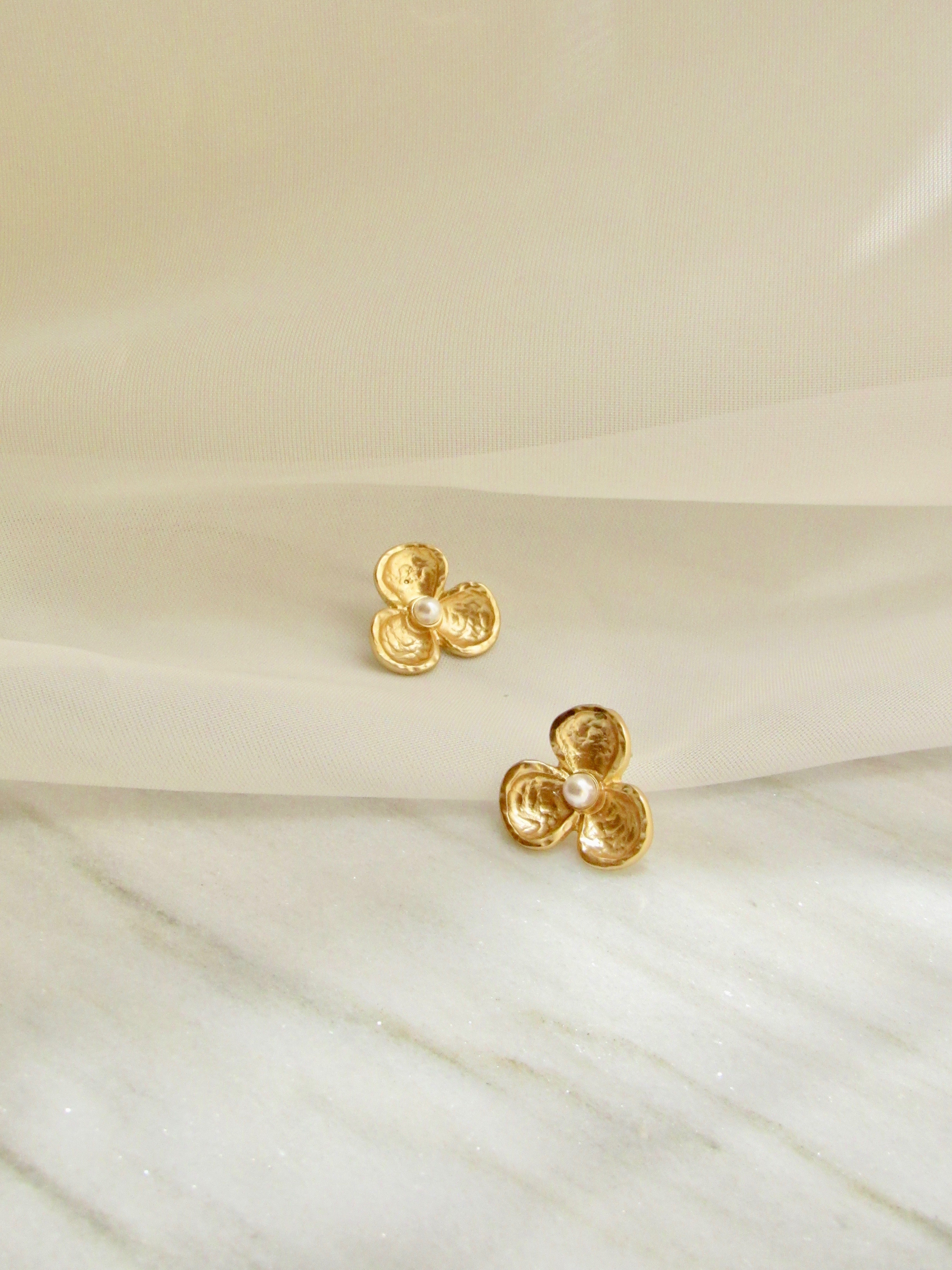 Floral 18k Gold Vermeil Statement Earrings