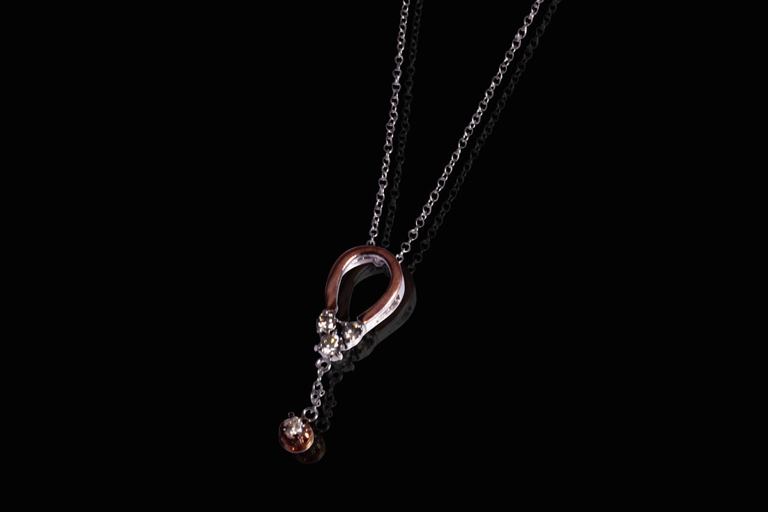 Rose Horseshoe Natural Champagne Diamonds Necklace