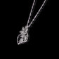 Art Nouveau Leaf Petals 18k White Gold Natural Petite Diamonds Pendant