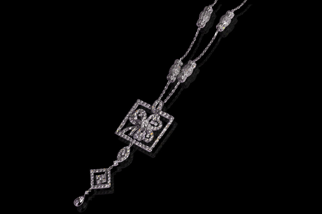 Art Nouveau Inspired Natural Round Diamonds Nacklace 0.82ct