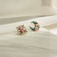 Sun Moon Gold Statement Earrings
