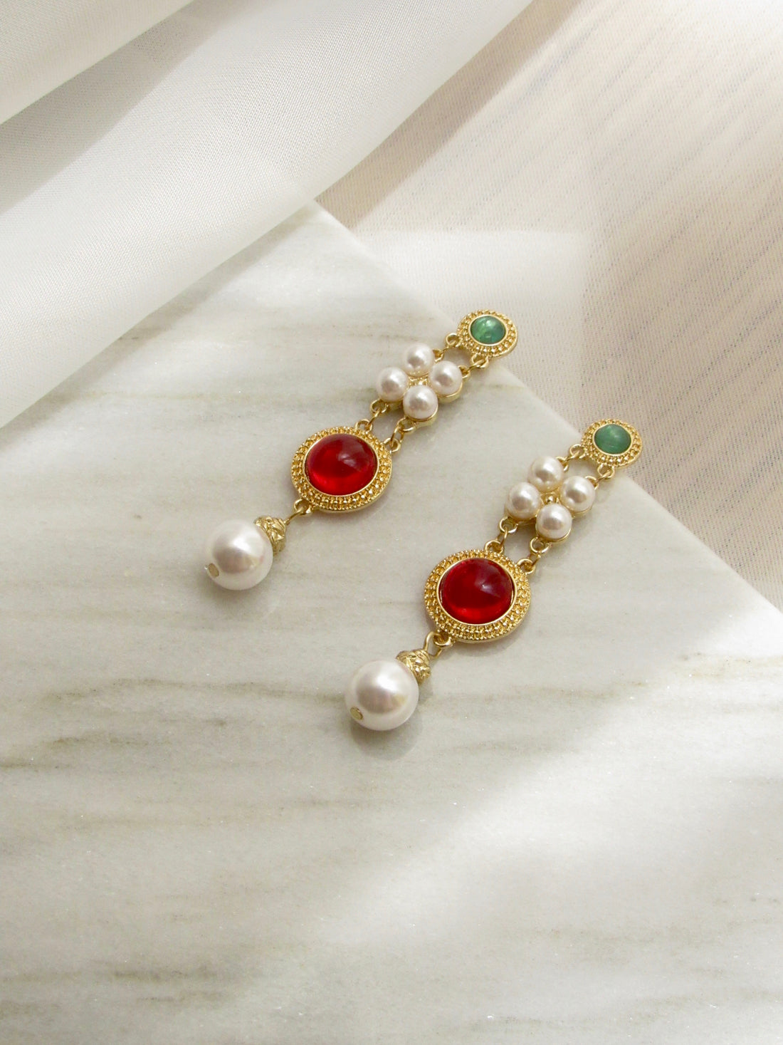 Byzantine Multicolor Gemstone Gold Drop Earrings