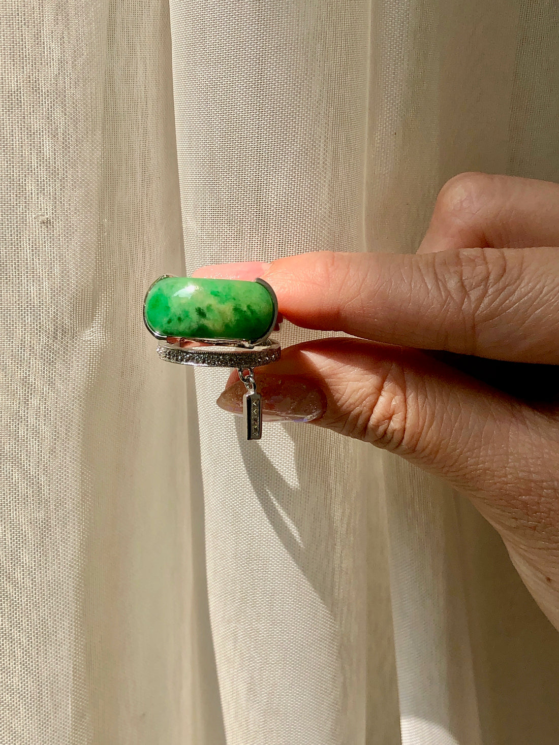 Natural Burmese Jadeite Jade Cocktail Ring