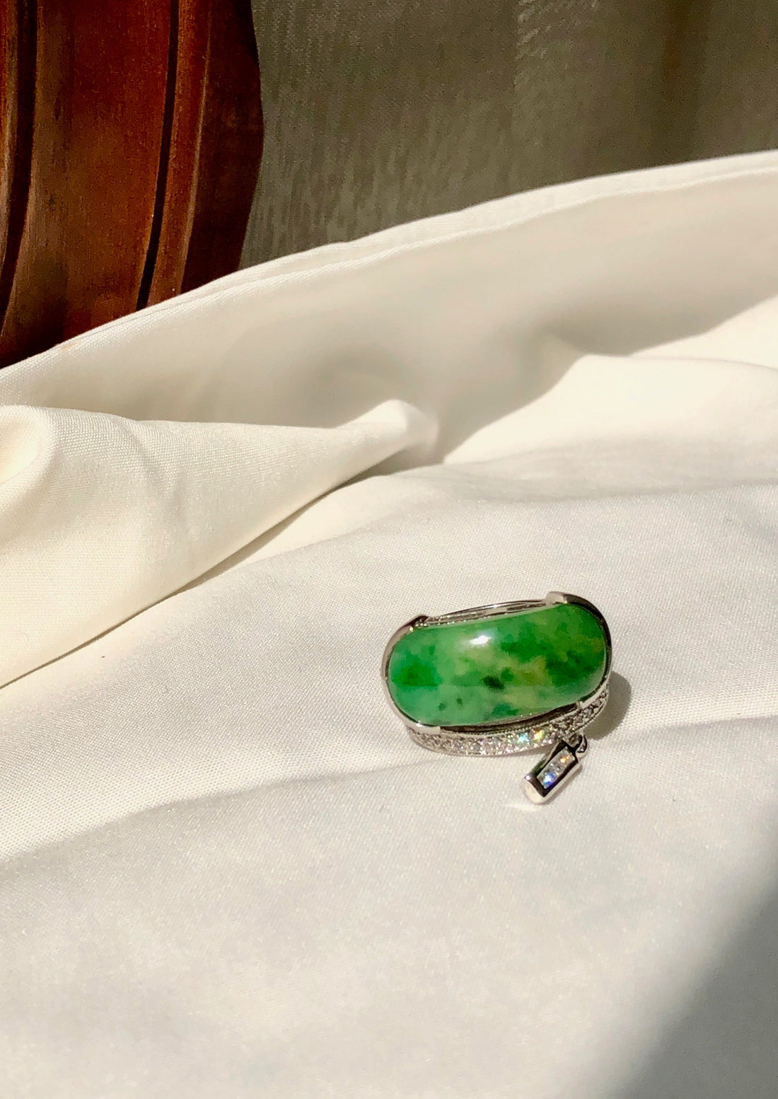 Natural Burmese Jadeite Jade Cocktail Ring