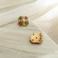 Byzantine Muti-gems Gold Stud Earrings