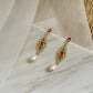 Glory Multicolor Gemstone Pearl Gold Drop Earrings