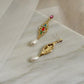Glory Multicolor Gemstone Pearl Gold Drop Earrings