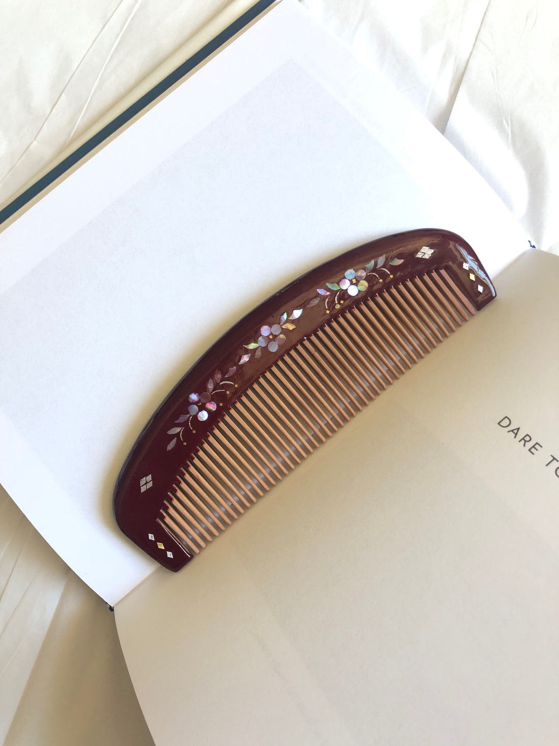 Sakura burgundy Lacquer Hair Comb 9"