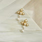 Byzantine Cross Pearl Drop Earrings in Gold