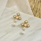 Byzantine Cross Pearl Drop Earrings in Gold