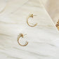 Tiny Star Pearl Gold Half Hoop Earrings
