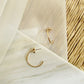 Tiny Star Pearl Gold Half Hoop Earrings