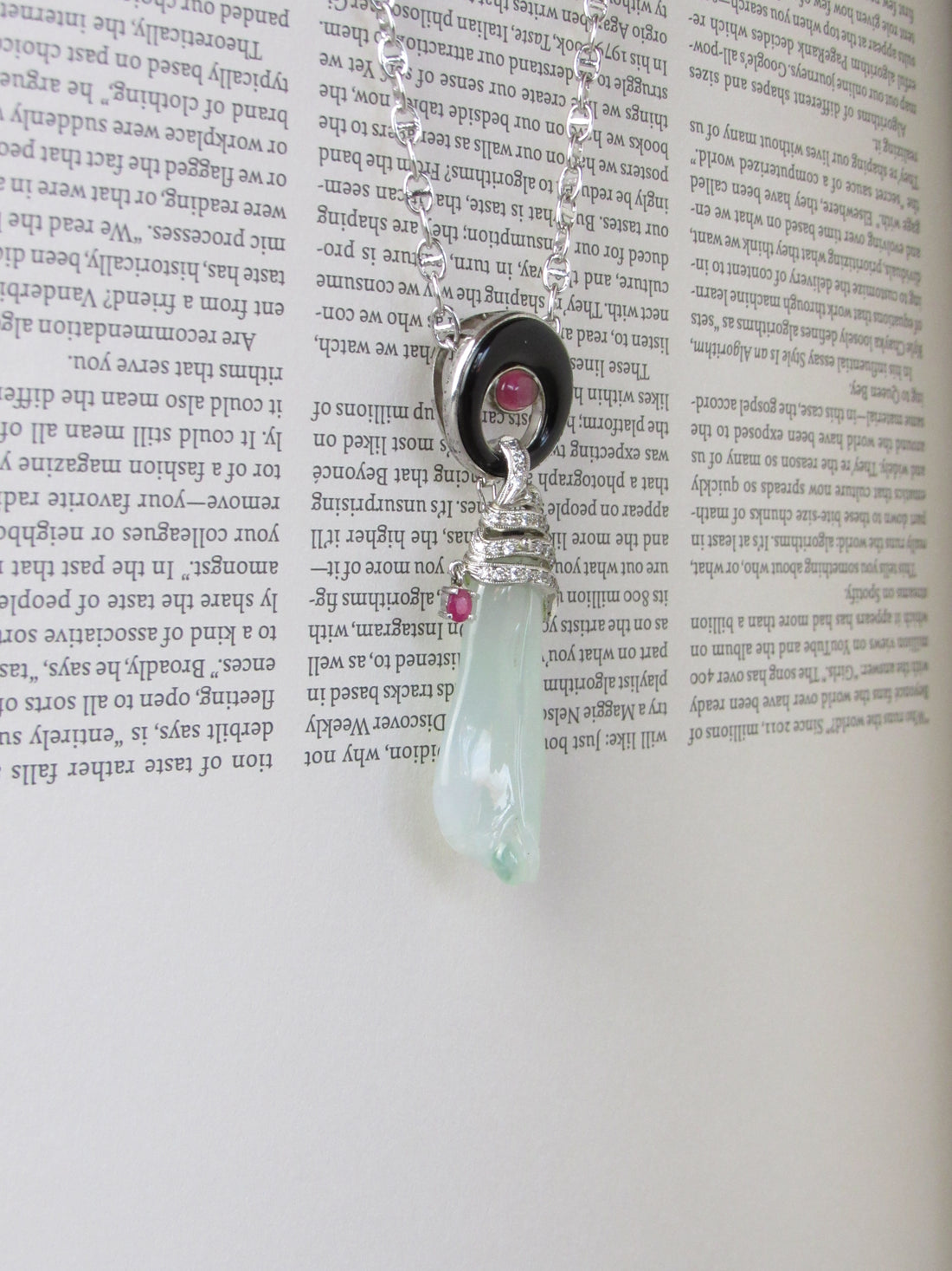 Translucent Jadeite Jade & Rubellite Pendant Necklace