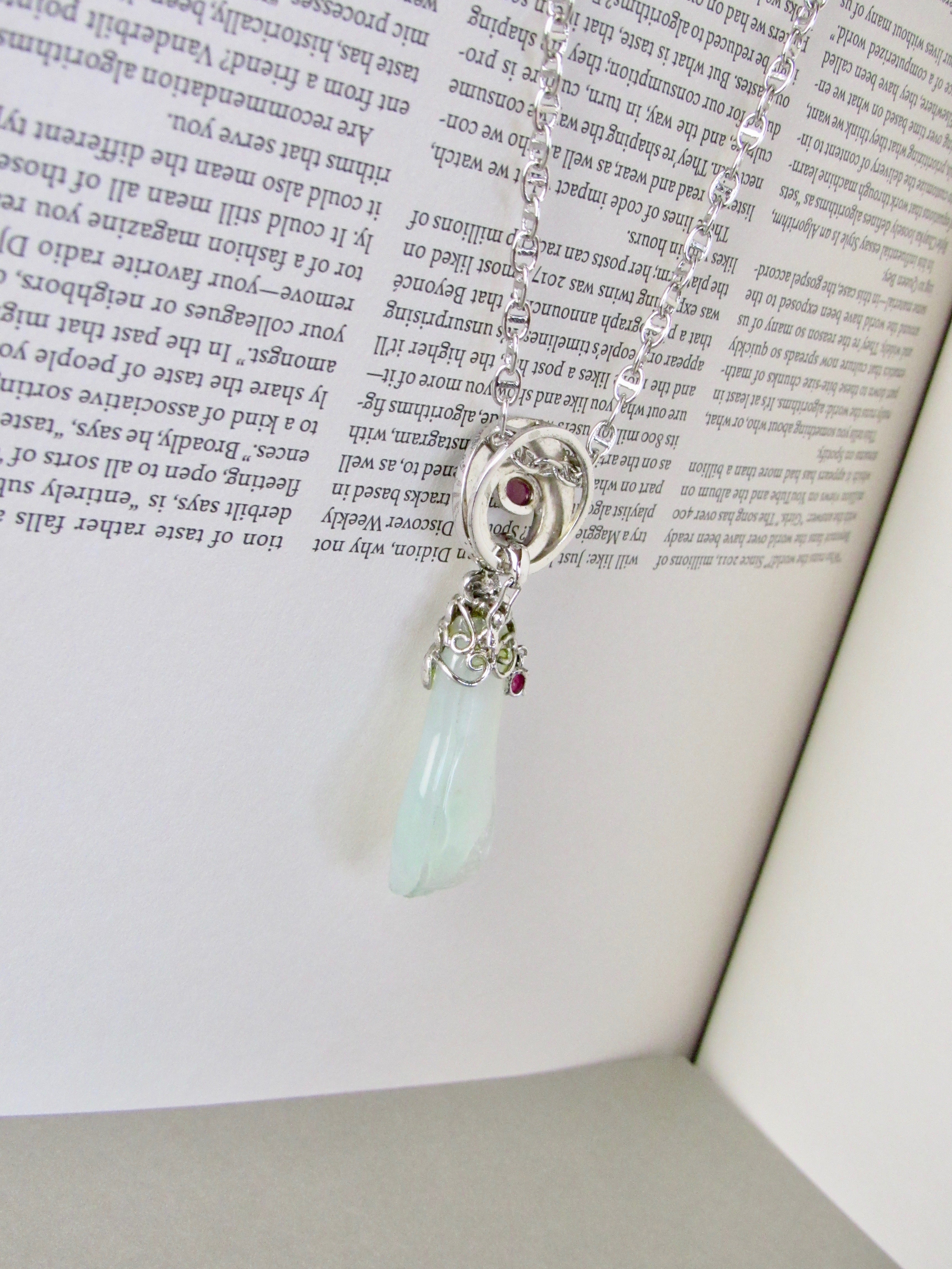 Vintage White Translucent Jadeite Jade Pendant Necklace
