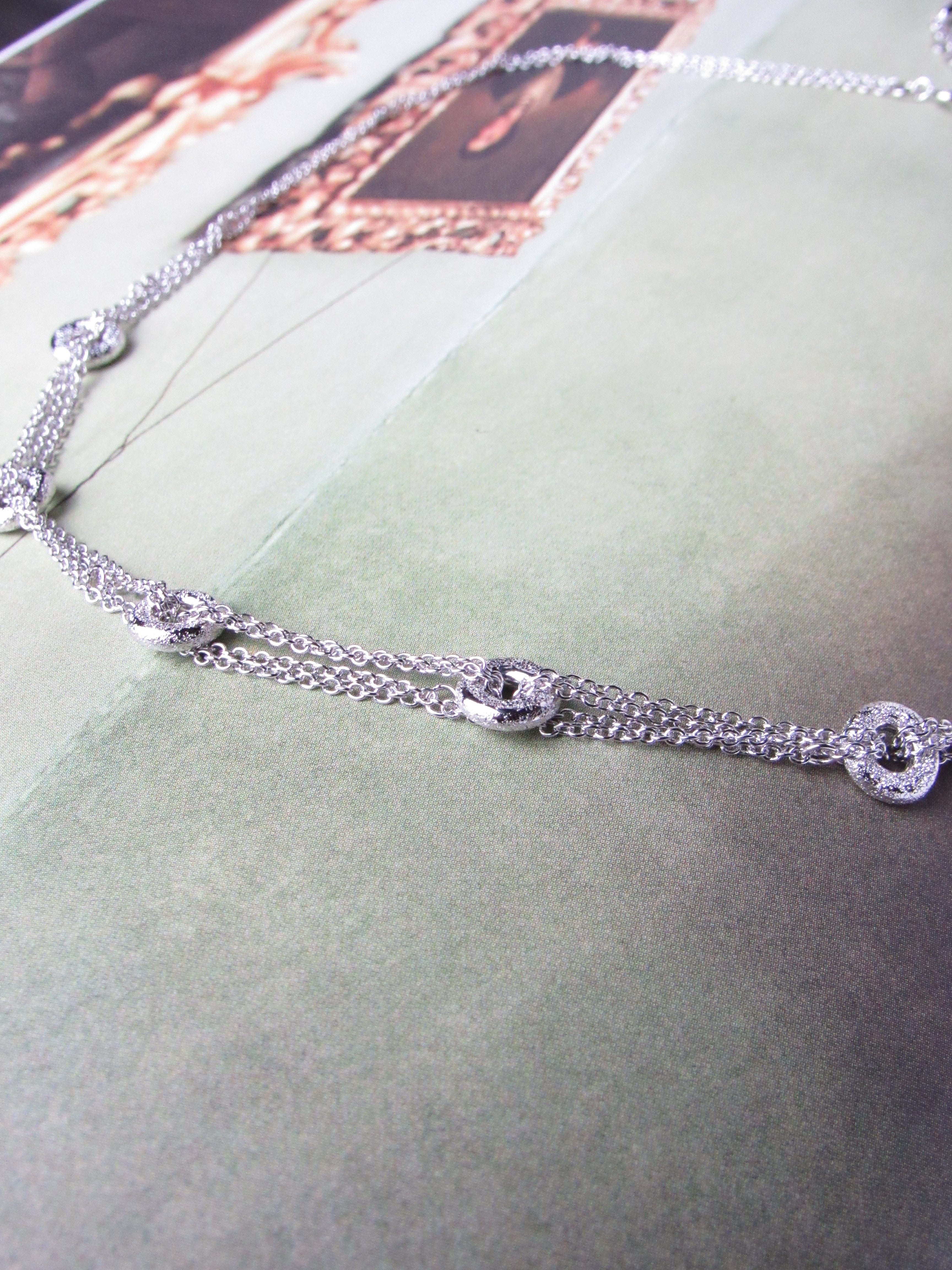 Unique 14k Solid White Gold Chain Necklace