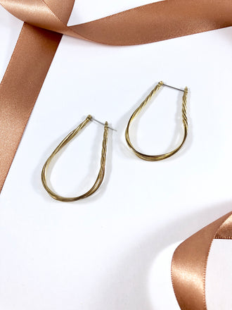 Vintage 70s Gold Twill Hoops