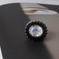 Piatra Dura Deco Blue Sheen Moonstone & Ruby Ring